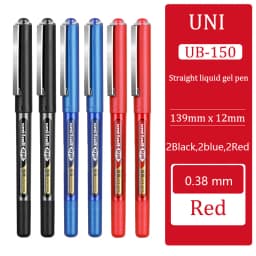 Uni Ball Gel Ink Pen Straight Liquid Ballpoint Pens Set UB-150 0.5/0.38mm Black Blue Red Ink Office School Stationery Suppplies