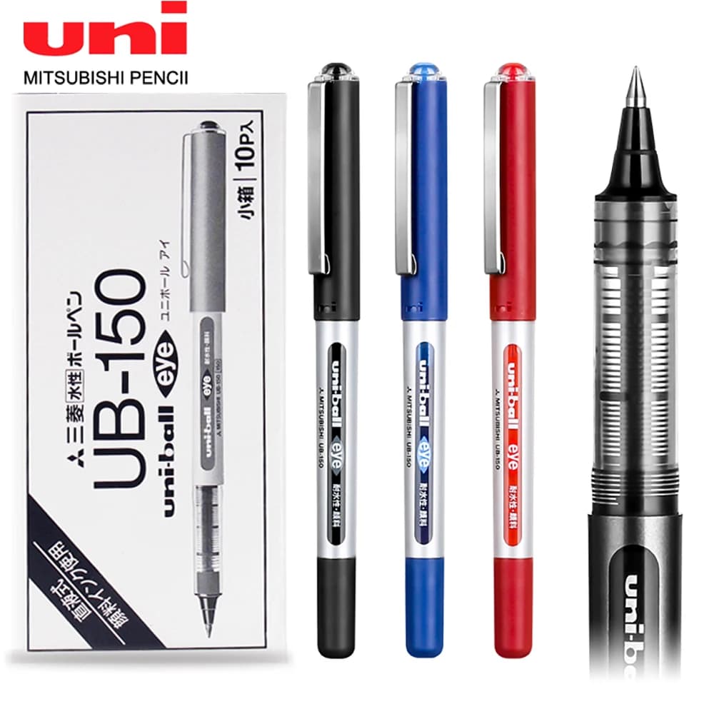 Uni Ball Gel Ink Pen Straight Liquid Ballpoint Pens Set UB-150 0.5/0.38mm Black Blue Red Ink Office School Stationery Suppplies