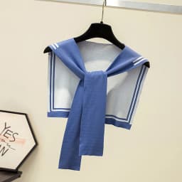 Korean College Navy Stripe Wool Knit Shoulder Cape Knotted Warm Shawl Summer Air Conditioned Room Protect Neck Woman's Scarf