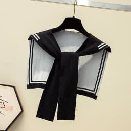Korean College Navy Stripe Wool Knit Shoulder Cape Knotted Warm Shawl Summer Air Conditioned Room Protect Neck Woman's Scarf