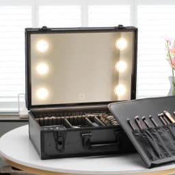 Makeup Travel Lighted Case with Large LED Light Mirror Coetic Bag Organizer Professional Adjustable Divider Storage, Waterproof