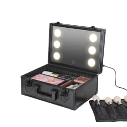 Makeup Travel Lighted Case with Large LED Light Mirror Coetic Bag Organizer Professional Adjustable Divider Storage, Waterproof