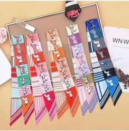 2024 New Spring Fashion War Horse Women's Twill Simulation Silk Binding Bag Handle Silk Ribbon Hair Ribbon Sibbon Small Scarf