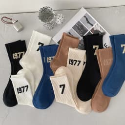 1977 Unisex Male Cotton 7 Number Socks Spring Fashion Comfort Sports Sock Solid Color Casual Women SocksNew
