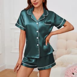 Women's Pajamas Set Summer Short Sleeve Button Down Top & Shorts Two-piece Pj Sets Sleepwear Loungewear Pyjama Femme Nightwear