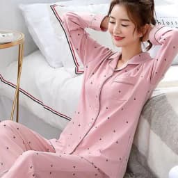 New Women's Imitation Pyjamas Homewear Set Girls Spring and Autumn Pajamas Homewear Ladies Long-Sleeved Cardigan Homewear