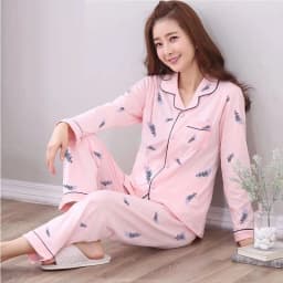 New Women's Imitation Pyjamas Homewear Set Girls Spring and Autumn Pajamas Homewear Ladies Long-Sleeved Cardigan Homewear