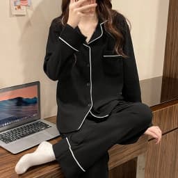 New Women's Imitation Pyjamas Homewear Set Girls Spring and Autumn Pajamas Homewear Ladies Long-Sleeved Cardigan Homewear