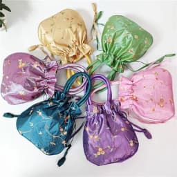 Embroidery Ethnic Style Sanitary Napkin Bag Jewerly Packing Bag Hanfu Drawstrings Bags Small Storage Bags Women Flower Handbags