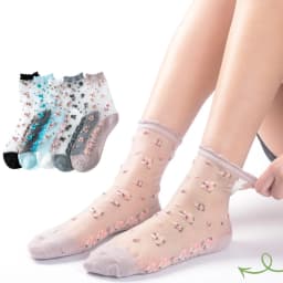 5Pairs Women Flower Sock Summer Lace Crystal Glass Silk Socks Short Thin Transparent Roses Jacquard Elastic Ultra Thin Socks