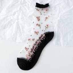5Pairs Women Flower Sock Summer Lace Crystal Glass Silk Socks Short Thin Transparent Roses Jacquard Elastic Ultra Thin Socks