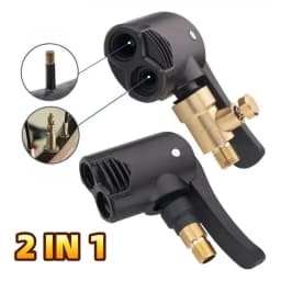 2-In-1 Bicycle Pump Nozzle Hose Adapter Inflatable Pump Motorbike Air Chuck Inflator Valve Connector Adapter Auto Accessories