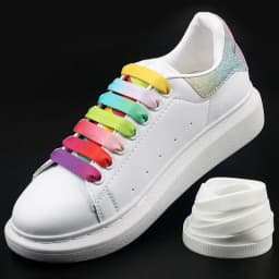 1.2cm width Flat Shoelaces Rainbow Shoelace MCQ Classic Casual White Shoes Laces Unisex Precision Weaving 100CM/120CM/140CM