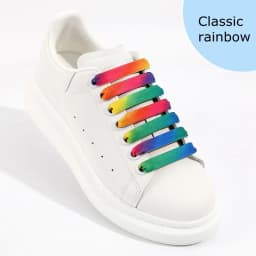 1.2cm width Flat Shoelaces Rainbow Shoelace MCQ Classic Casual White Shoes Laces Unisex Precision Weaving 100CM/120CM/140CM