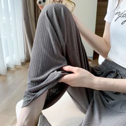 Summer Cool Ice Silk Straight Pants Women Fashion High Waist Wide Leg Trousers Female Solid Sagging Feeling Baggy Casual Pants