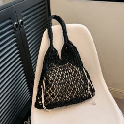 Summer Woven Bag for Women Handbags Handmade Knitted Beach Boho Shoulder Bag Large Tote Bag Hollow Out Shopping Bag