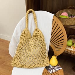 Summer Woven Bag for Women Handbags Handmade Knitted Beach Boho Shoulder Bag Large Tote Bag Hollow Out Shopping Bag