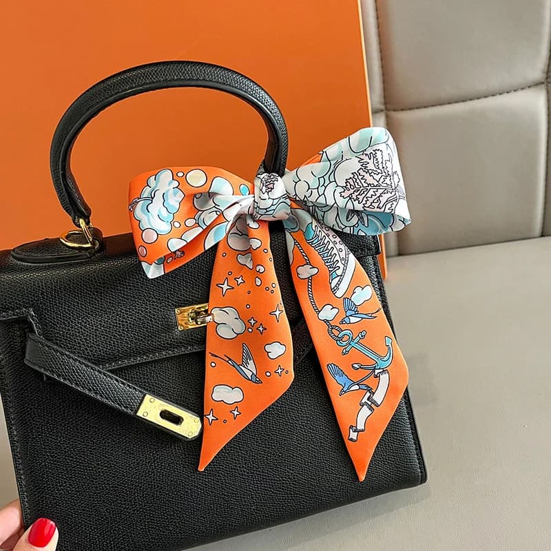 2024 Versatile New Plant Jungle Ladies Pointy Ribbon Bag Handbag Handle Ribbon Scarf Package Band Hair Head Handle ribbon scarf