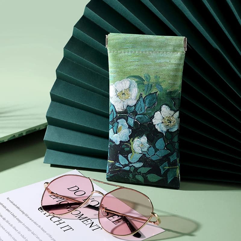 Fashion Women's Portable Printed Glasses Storage Bag Travel Sunglasses Sunglasses Portable Shrapnel Automatic Closure Storage Bo