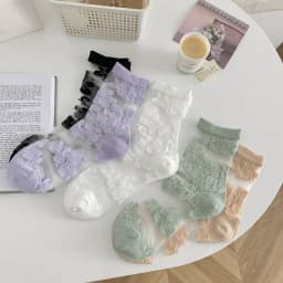 Women's Socks Spring Summer Thin Cotton Socks Lace Flower Silk Fairy Stockings Hollowed Out Breathable Fashion Socks Wholesales