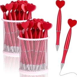 50pcs Valentine's Day Heart Shape Pens Black Gel Ink Rollerball Pens for Office School Supplies Gift Kids Ballpoint Pens