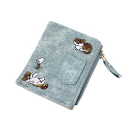 1pc Cute Cartoon Purse, Cat Pattern Large Capacity Wallet, PU Leather Storage Card Holder
