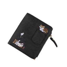 1pc Cute Cartoon Purse, Cat Pattern Large Capacity Wallet, PU Leather Storage Card Holder