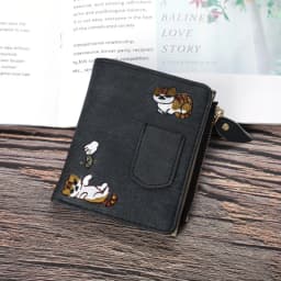1pc Cute Cartoon Purse, Cat Pattern Large Capacity Wallet, PU Leather Storage Card Holder