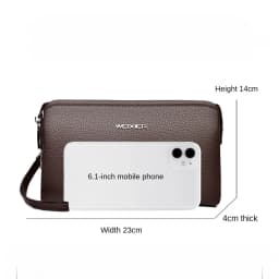New Men's Clutch Purse High End PU Leather Long Wallet Large Capacity Multi Card Slot Wrist Bag Password Anti-Theft Phone Bag