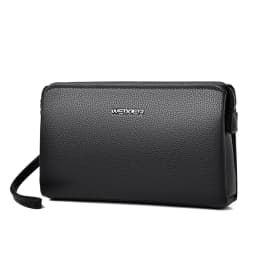 New Men's Clutch Purse High End PU Leather Long Wallet Large Capacity Multi Card Slot Wrist Bag Password Anti-Theft Phone Bag
