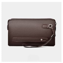 New Men's Clutch Purse High End PU Leather Long Wallet Large Capacity Multi Card Slot Wrist Bag Password Anti-Theft Phone Bag