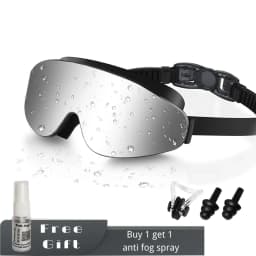 Kids Polarized Swim Goggles for Age 4-16, with Antifog Spray, Nose Clip Earplug, Swimming Wide View Anti-Fog No Leaking Glasses