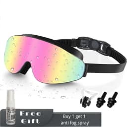 Kids Polarized Swim Goggles for Age 4-16, with Antifog Spray, Nose Clip Earplug, Swimming Wide View Anti-Fog No Leaking Glasses