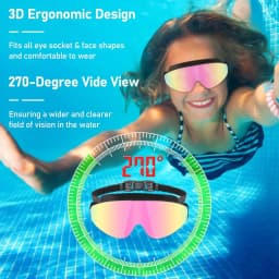 Kids Polarized Swim Goggles for Age 4-16, with Antifog Spray, Nose Clip Earplug, Swimming Wide View Anti-Fog No Leaking Glasses