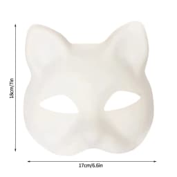 5/10pcs Paper Blank White Mask Halloween Cosplay Cat Fox DIY Paintable Half Face Mask Animal Costume Party Decorate Craft Prop