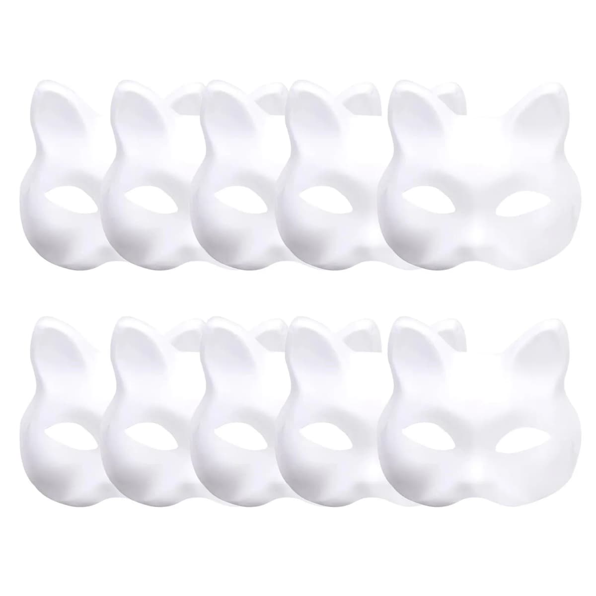 5/10pcs Paper Blank White Mask Halloween Cosplay Cat Fox DIY Paintable Half Face Mask Animal Costume Party Decorate Craft Prop