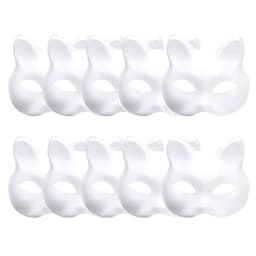 5/10pcs Paper Blank White Mask Halloween Cosplay Cat Fox DIY Paintable Half Face Mask Animal Costume Party Decorate Craft Prop