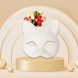 5/10pcs Paper Blank White Mask Halloween Cosplay Cat Fox DIY Paintable Half Face Mask Animal Costume Party Decorate Craft Prop