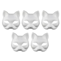 5/10pcs Paper Blank White Mask Halloween Cosplay Cat Fox DIY Paintable Half Face Mask Animal Costume Party Decorate Craft Prop