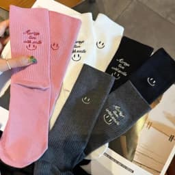 Smile Print Women Socks Summer Thin Girl Casual Cotton Socks Embroidery Letter Sok Harajuku Funny Sock Female Daily Sox New