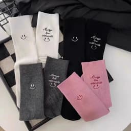 Smile Print Women Socks Summer Thin Girl Casual Cotton Socks Embroidery Letter Sok Harajuku Funny Sock Female Daily Sox New