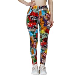 PD47 European and American Printed Digital Leggings, Matte Printed Small Foot Elastic WOMEN'S Cropped Pants, Graffiti Pants