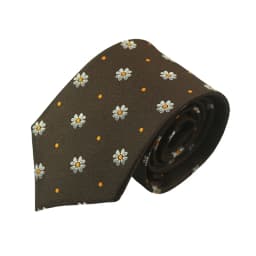 8cm Width Luxurious Floral Neckties For Men Polyester Woven Brown Green Neck Ties Elegant Suit Accessories Skinny Casual Cravat