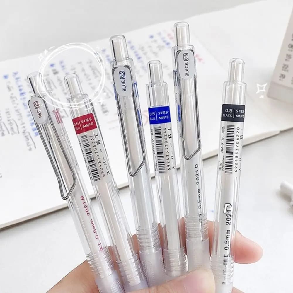 Quick Dry Gel Pen Transparent Black/Red/Blue Ink 0.5MM ST Tip Neutral Pens Writing Tools Signature Pen School Stationery