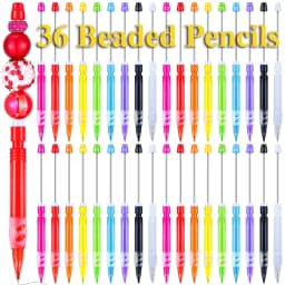 36Pcs Beaded Pencil for Students Non Sharpening Pencil 0.5 Non Refilling Beadable Automatic Cute Writing Pencil Wholesale