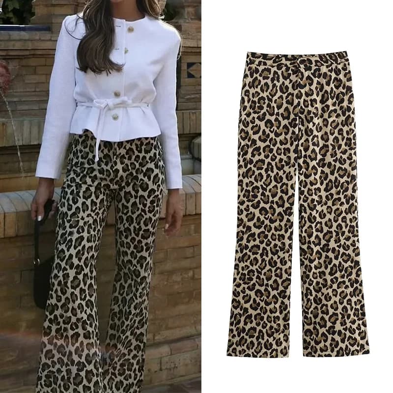 MUJER 2025 Woman Leopard Pants Y2k Animal Print High Waist Pants Women Vintage Casual Baggy Pants Woman Summer Women's Trousers