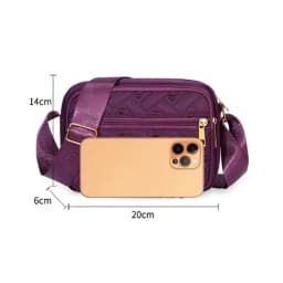 New Fashion Embroidery Women Nylon Square Handbags Lady's Shoulder Cross Body Female Casual Women's Zipper Handbag