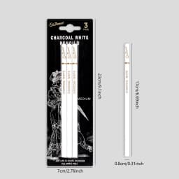 3Pcs Professional White Charcoal Pencils Set Sketch Highlight Drawing Pencils for Artists Drawing Sketching Shading Art Supplies