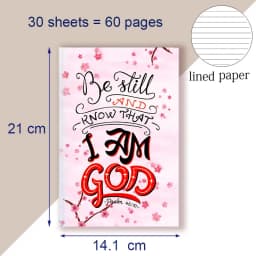 A5 Notebook Christian Quote Psalm 46 10 Verse - Be Still and Know That I Am GOD - Bible Note Book Wisdom Vibes Faith Words