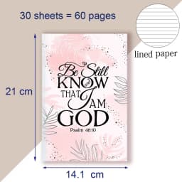 A5 Notebook Christian Quote Psalm 46 10 Verse - Be Still and Know That I Am GOD - Bible Note Book Wisdom Vibes Faith Words